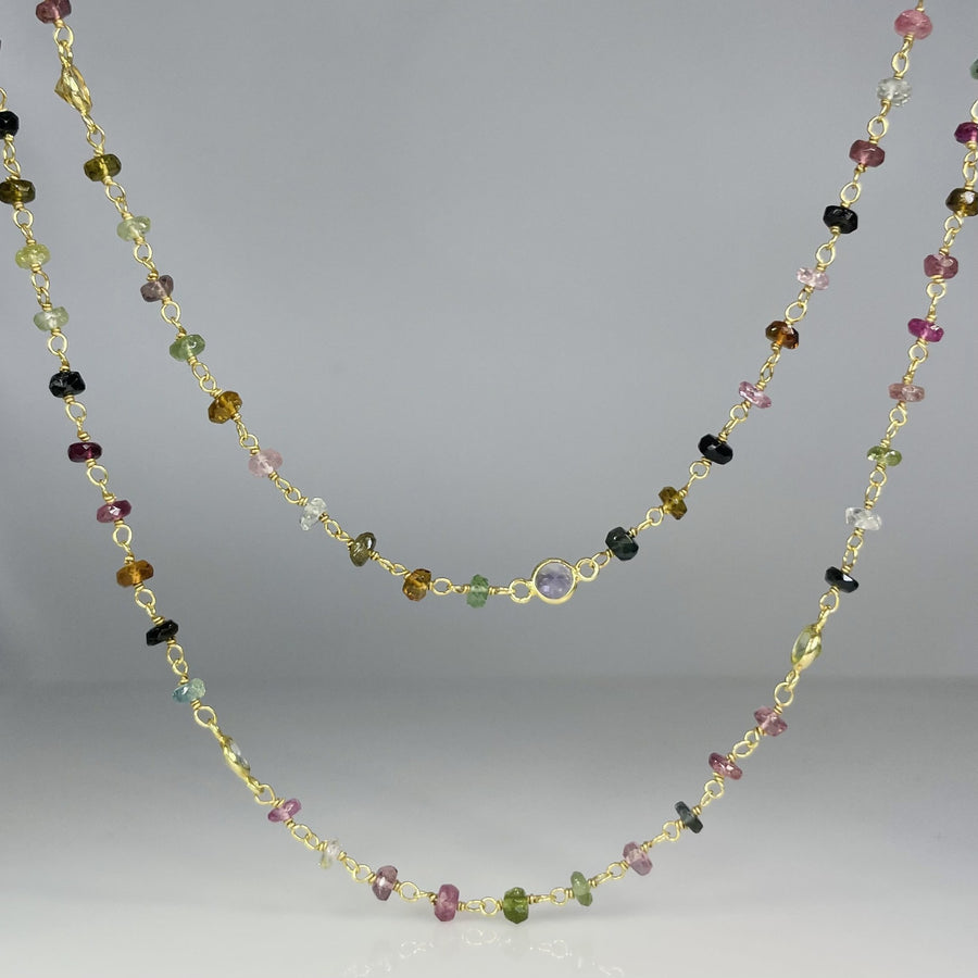 Multi Color Tourmaline Necklace 45"