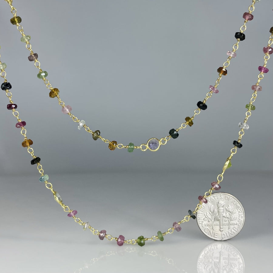 Multi Color Tourmaline Necklace 45"