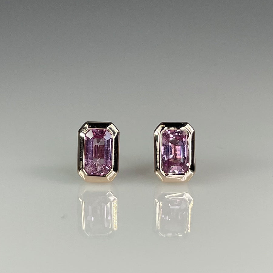 14K Rose Gold Pink Sapphire Stud Earrings 0.50ct