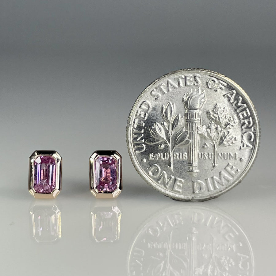 14K Rose Gold Pink Sapphire Stud Earrings 0.50ct