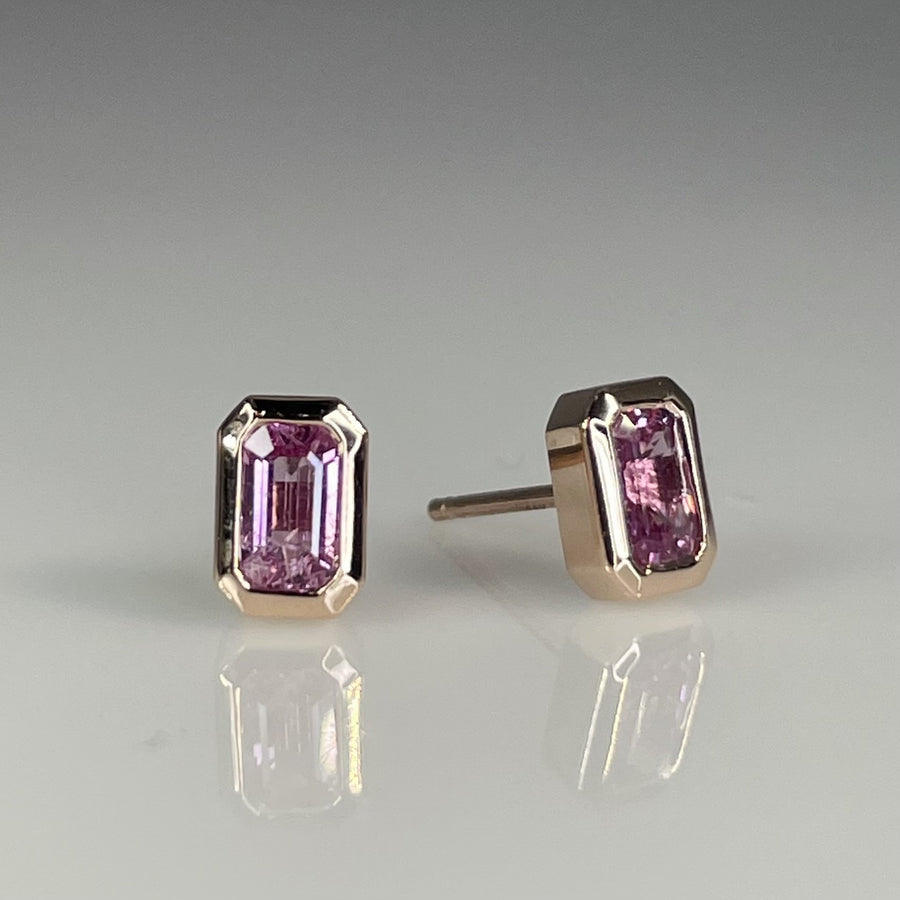 14K Rose Gold Pink Sapphire Stud Earrings 0.50ct