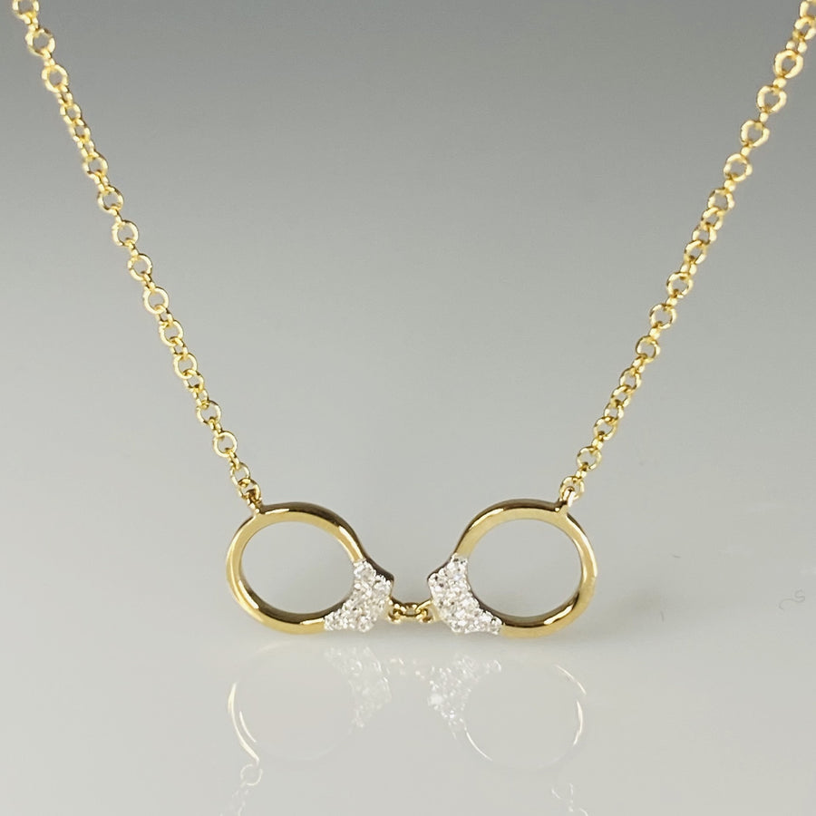 14K Yellow Gold Diamond Handcuff Necklace 0.05ct