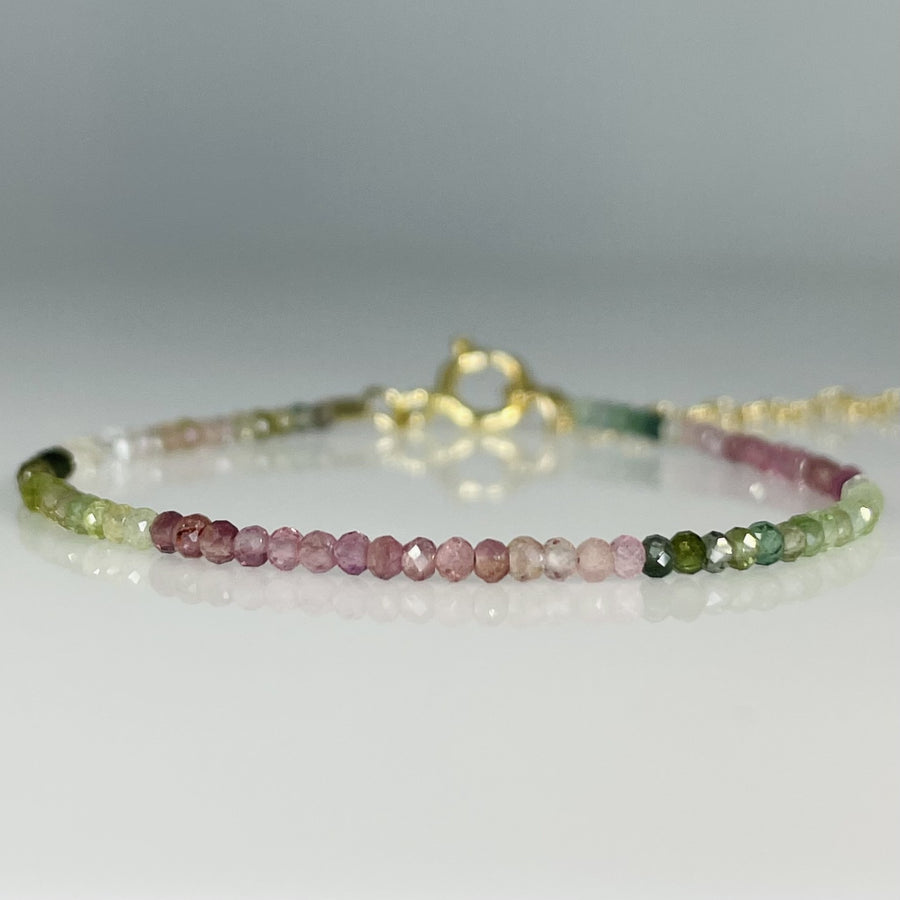 Watermelon Tourmaline Beaded Bracelet