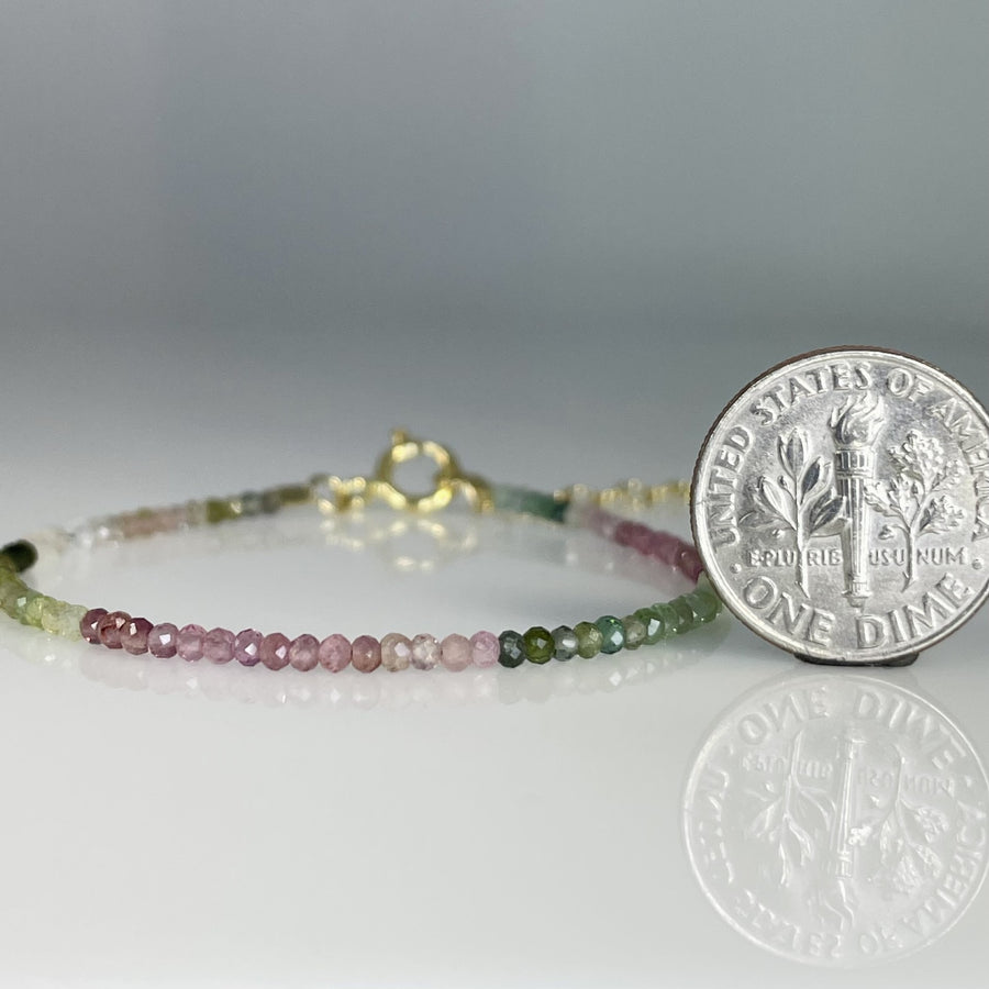 Watermelon Tourmaline Beaded Bracelet