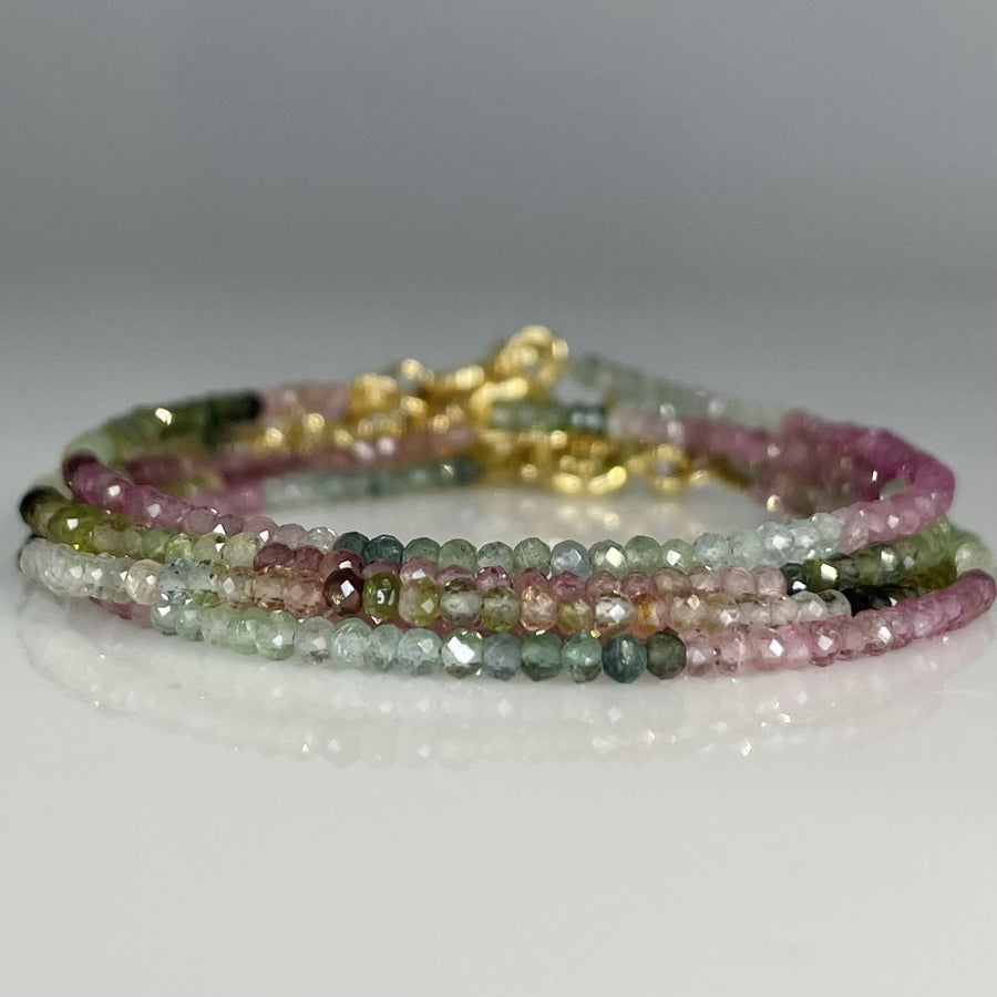 Watermelon Tourmaline Beaded Bracelet