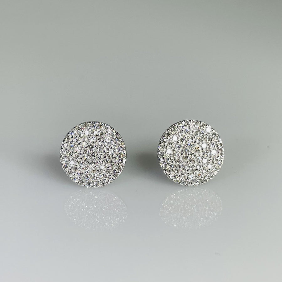 14 Karat White Gold Diamond Pave Earrings 0.35ct