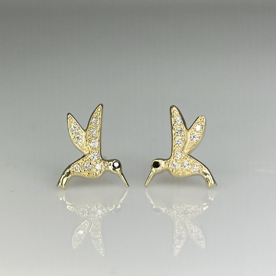 White Bird diamond post earrings - Gold