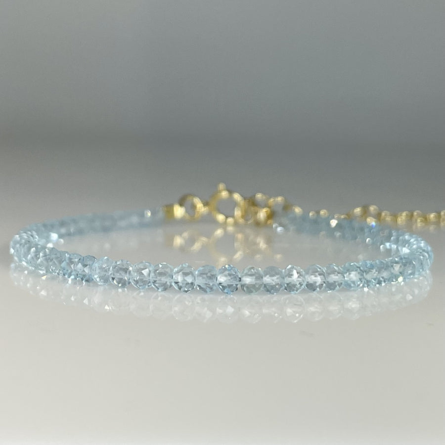 Blue Topaz Beaded Bracelet 2mm