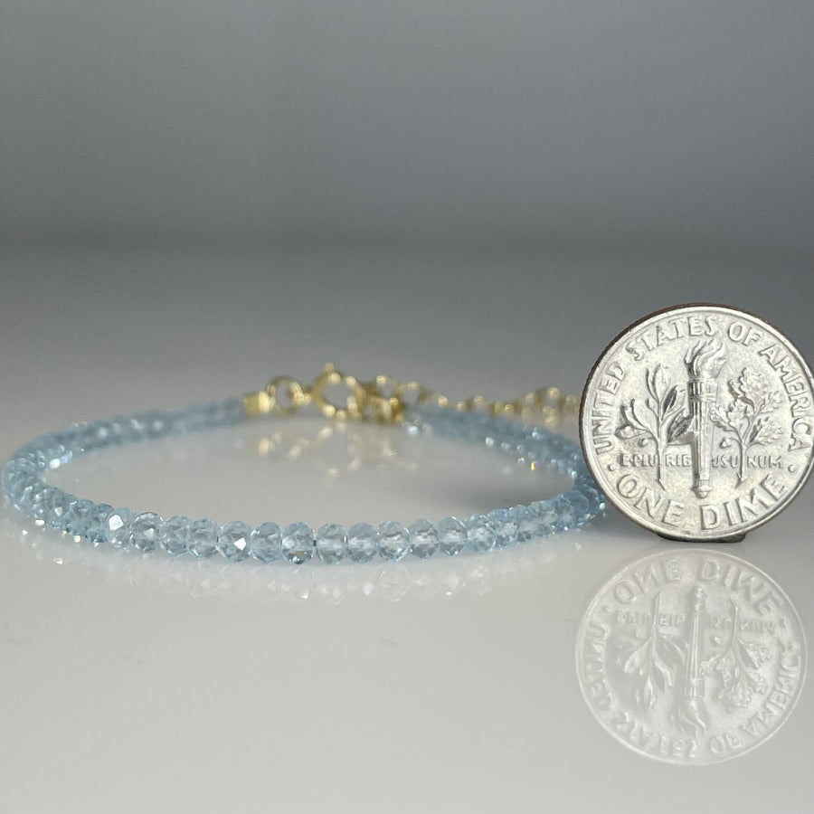 Blue Topaz Beaded Bracelet 2mm