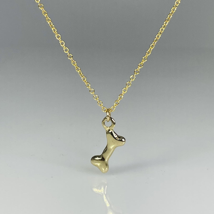 14K Yellow Gold Dog Bone Necklace