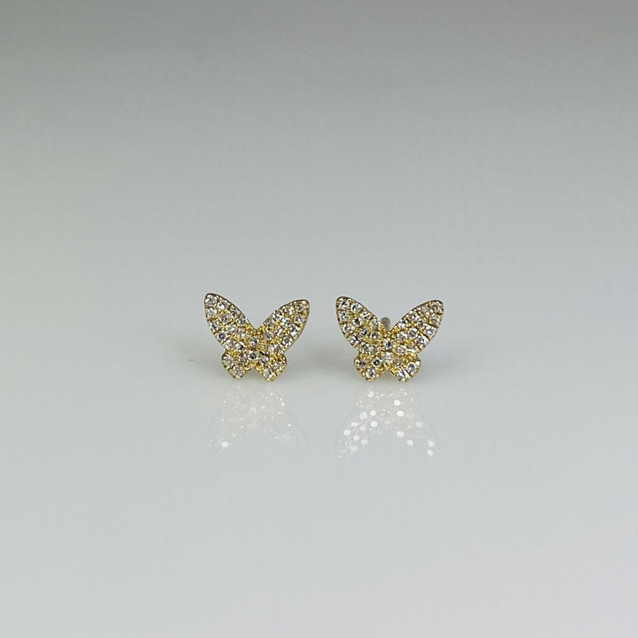 14K White Gold Diamond Butterfly Earrings 0.17ct