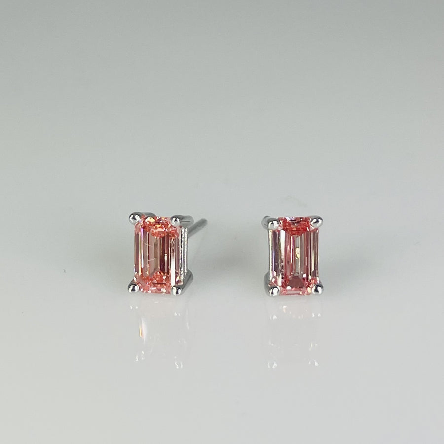 14K White Gold Lab Grown Pink Diamond Stud Earrings 1.0ct