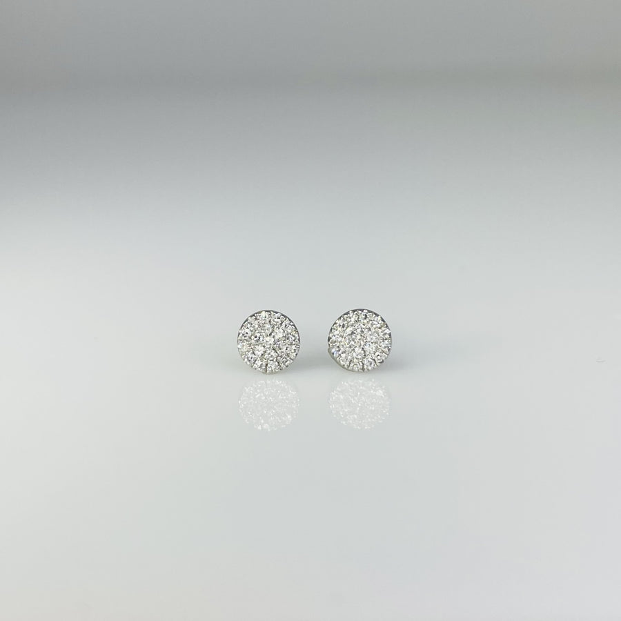 14K White Gold Diamond Disc Earrings 0.11ct