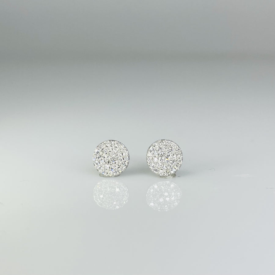 14K White Gold Diamond Disc Earrings 0.18ct