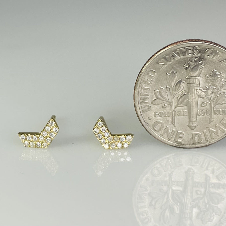 14K Yellow Gold Chevron Diamond Studs 0.07ct