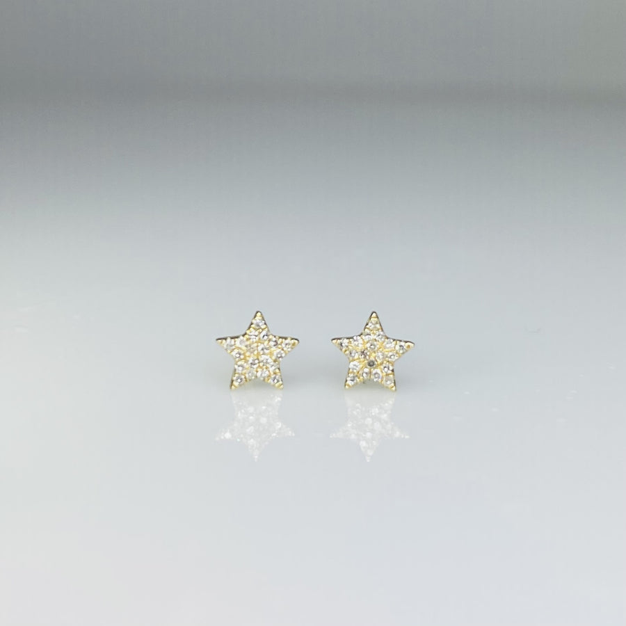 14K Yellow Gold Diamond Star Studs 0.09ct