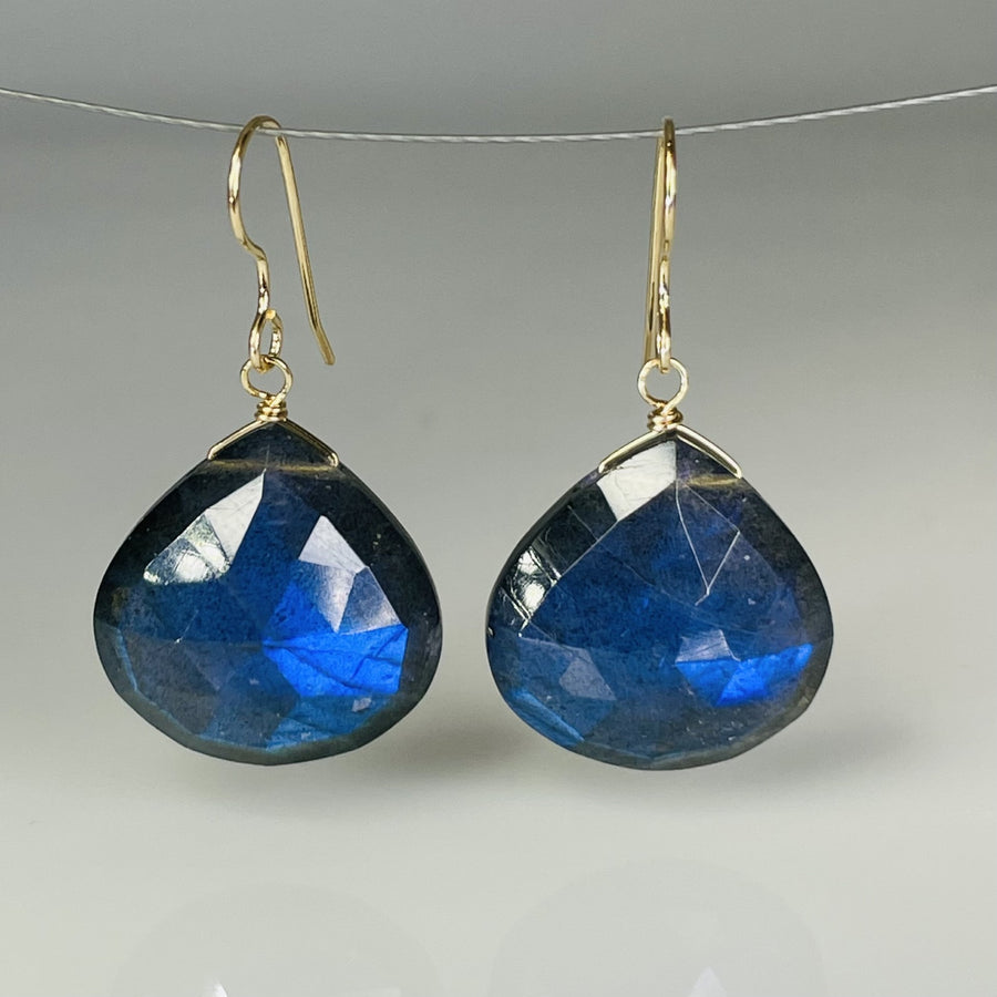 Pear Shaped Labradorite Earrings 20x20mm