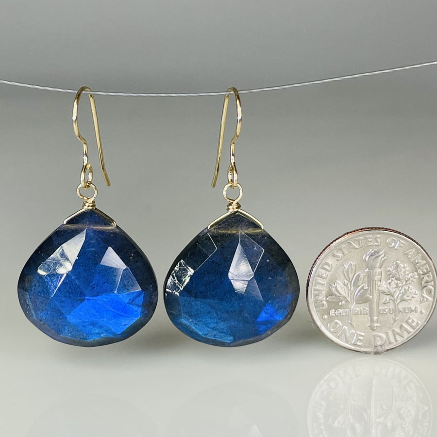 Pear Shaped Labradorite Earrings 20x20mm