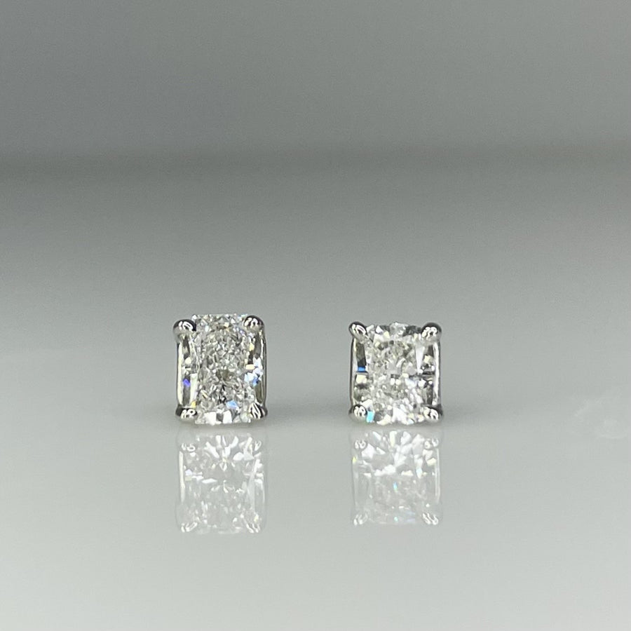 14K White Gold Radiant Cut Lab Diamond Studs 1.10ct G/VS