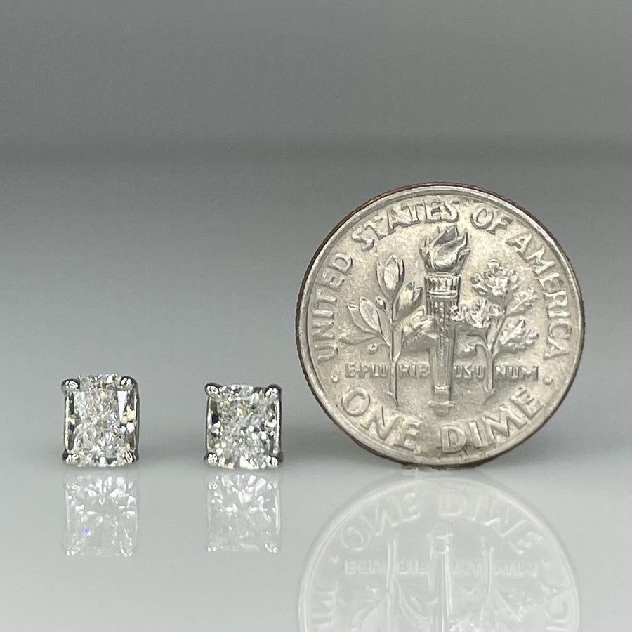 14K White Gold Radiant Cut Lab Diamond Studs 1.10ct G/VS