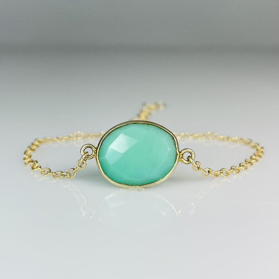 Green Chalcedony Bezel Bracelet 13x16mm