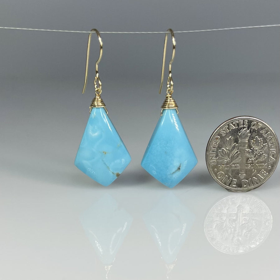 Kite Shaped Turquoise Earrings (14x21mm)