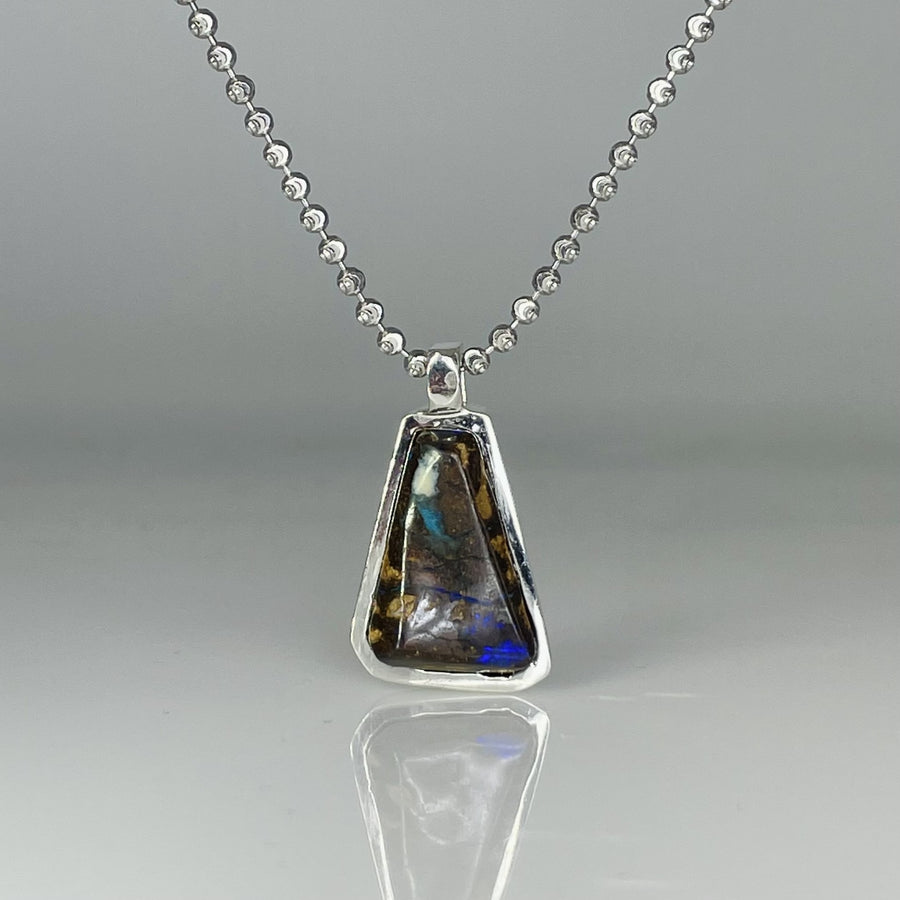 Sterling Silver Boulder Opal Bezel Necklace