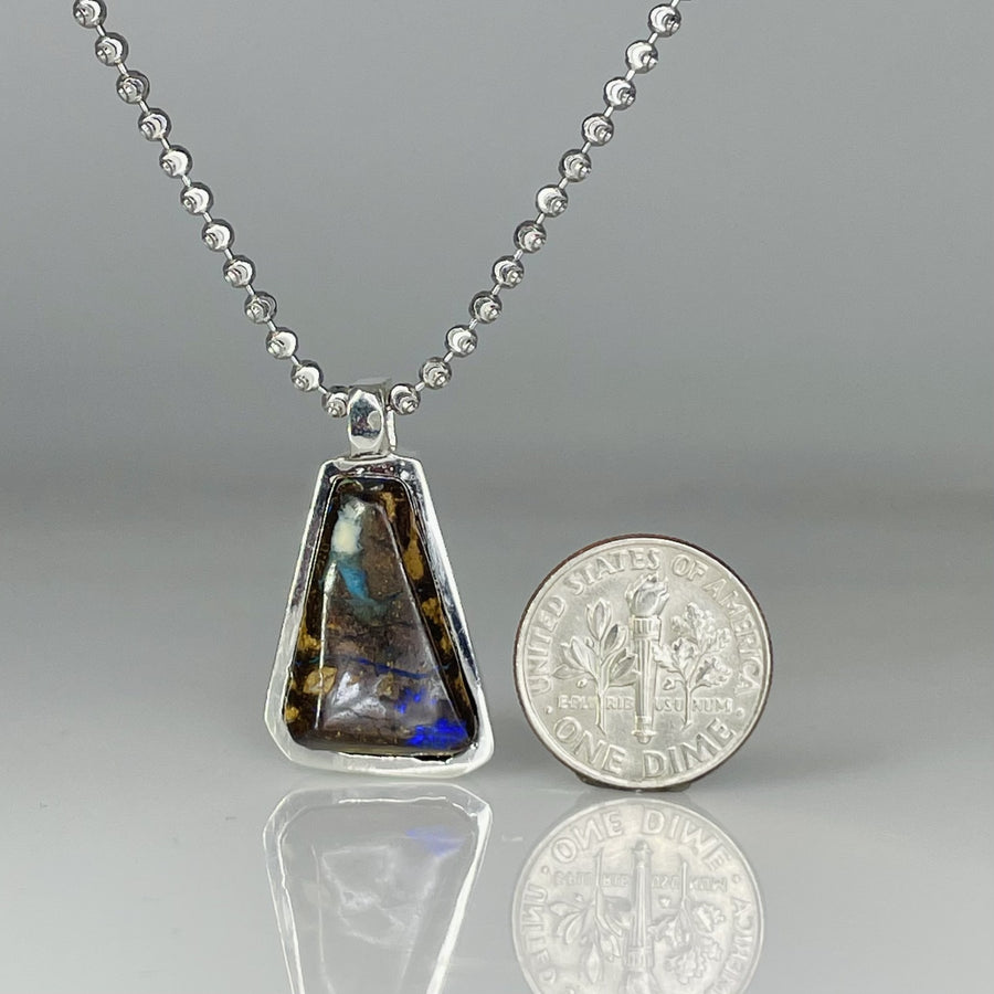 Sterling Silver Boulder Opal Bezel Necklace