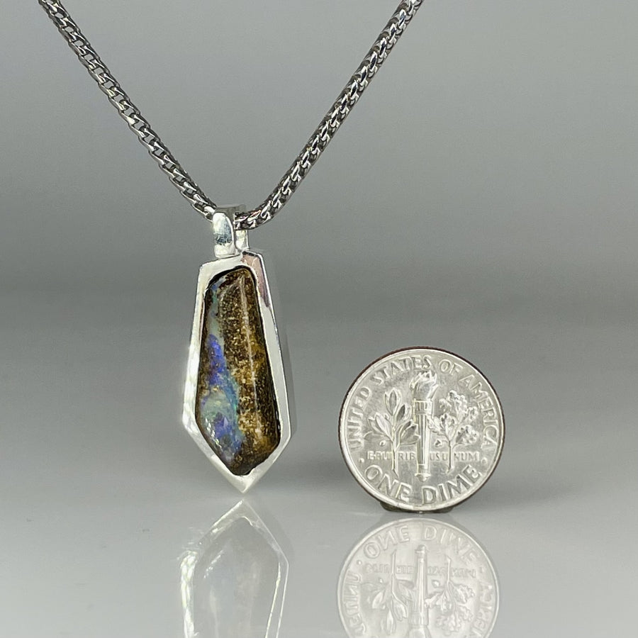 Sterling Silver Boulder Opal Bezel Necklace