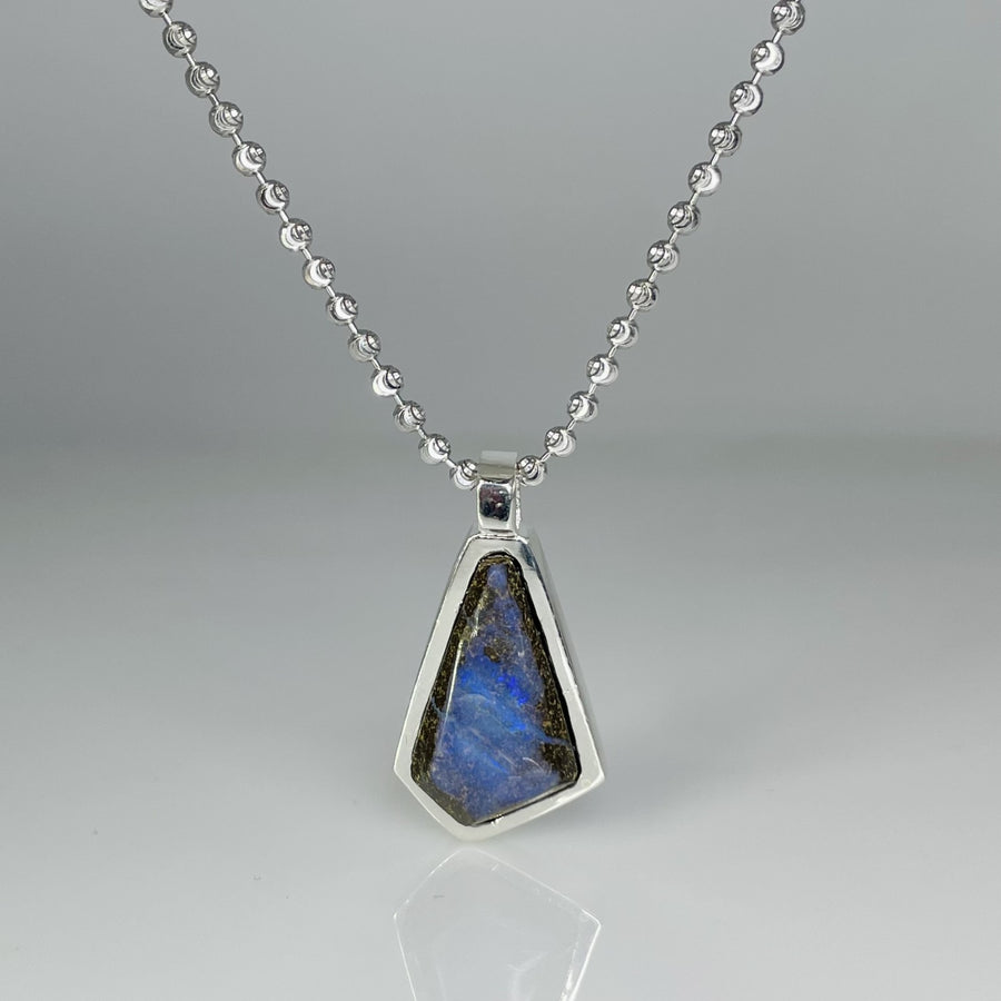 Sterling Silver Boulder Opal Bezel Necklace