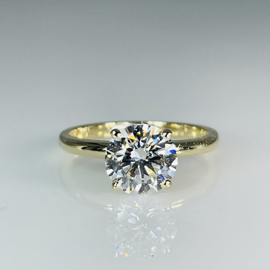 14K Yellow Gold Round Lab Grown Diamond Ring 2ct F/VS1