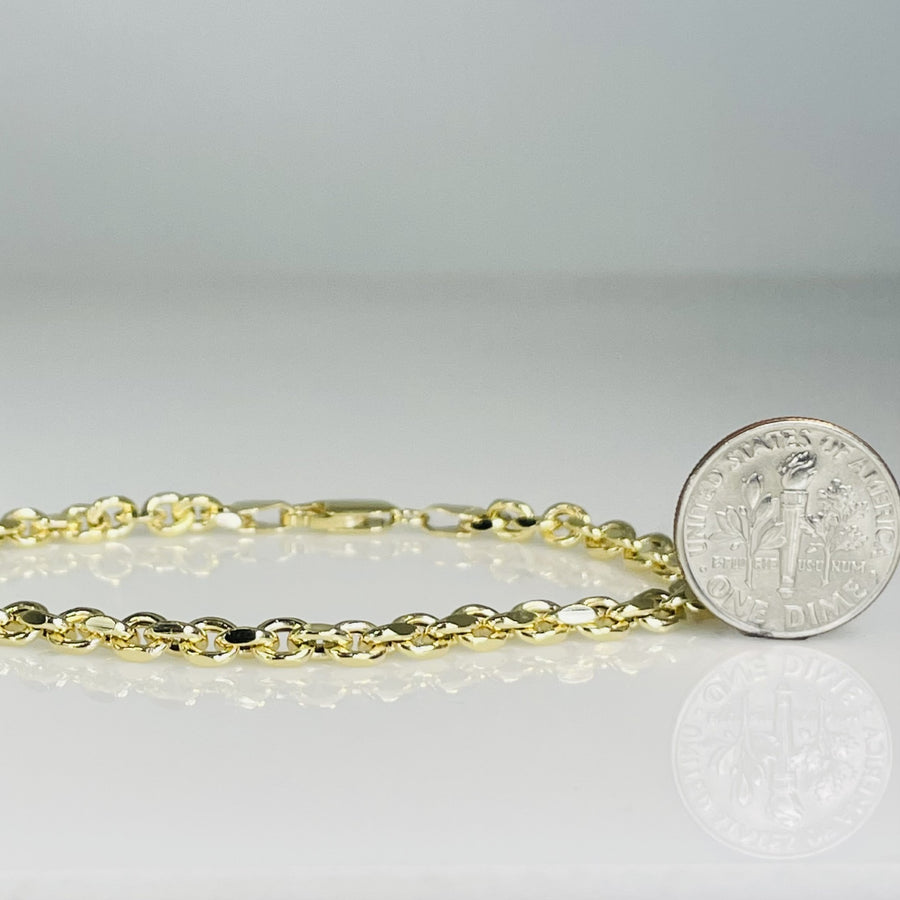 14K Yellow Gold Chain Link Bracelet 3.5mm