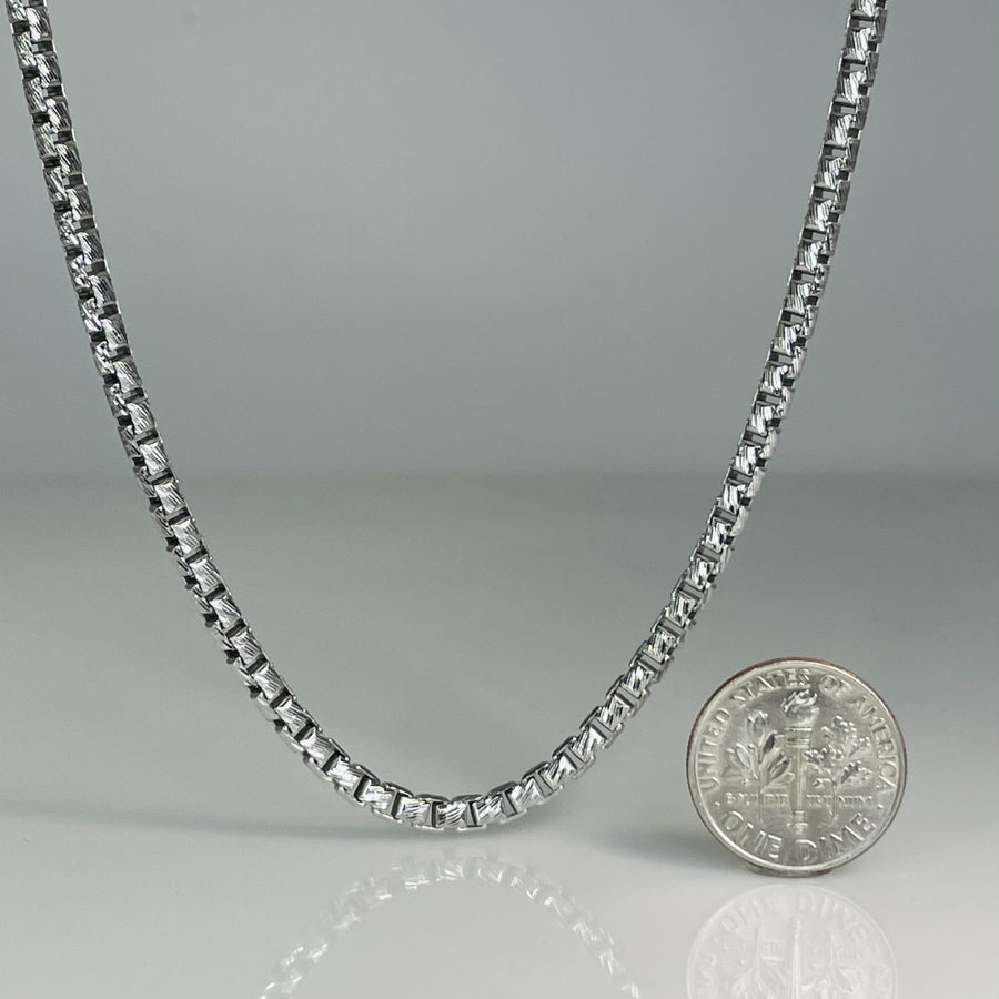 Sterling Silver Laser Cut Box Chain 3mm