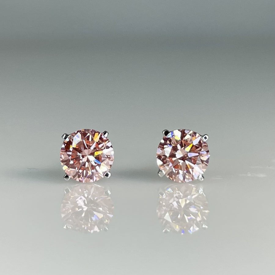 14K White Gold Lab Grown Pink Diamond Studs 0.80ct VS