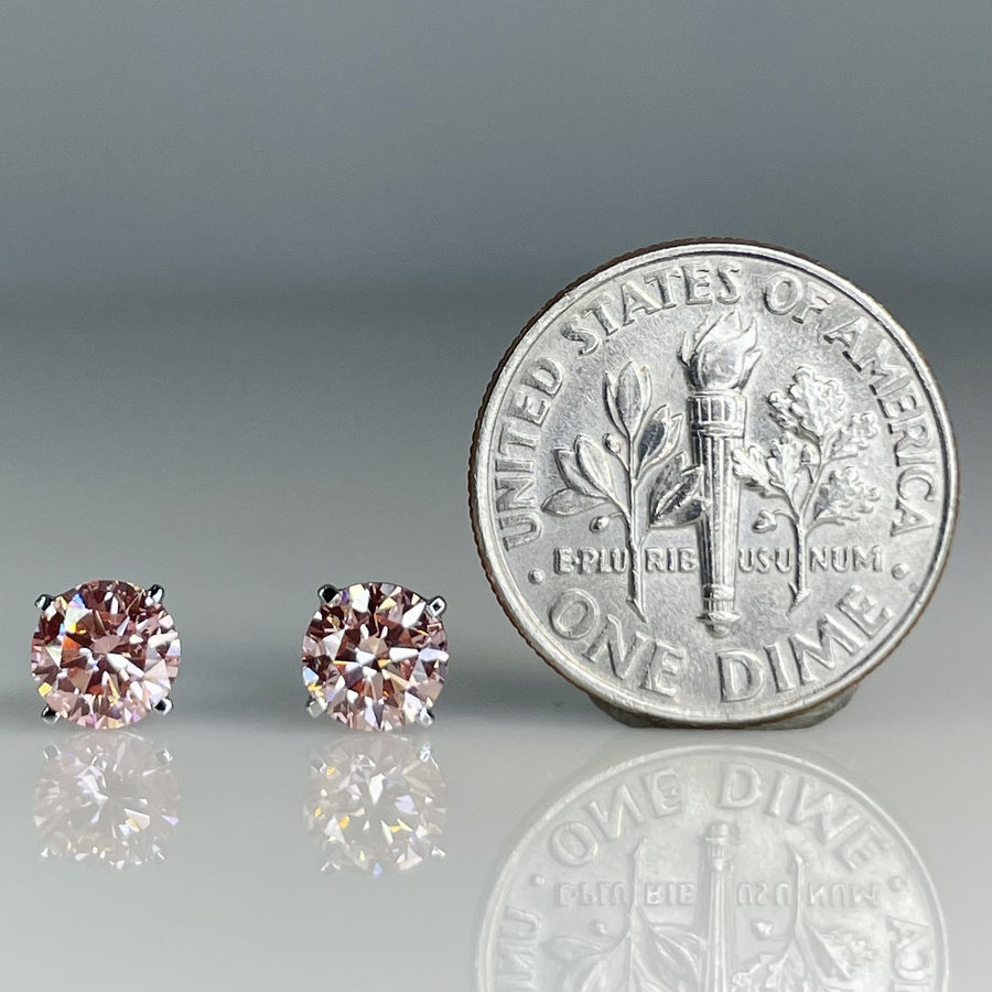 14K White Gold Lab Grown Pink Diamond Studs 0.80ct VS