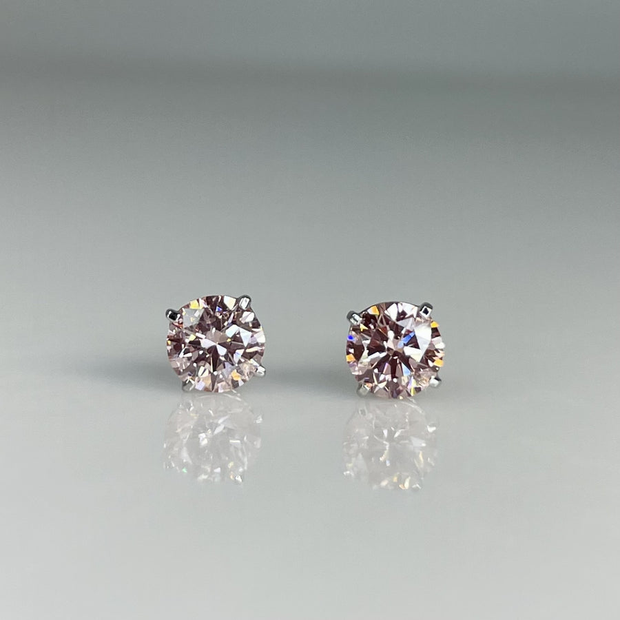 14K White Gold Lab Grown Pink Diamond Studs 1.19ct