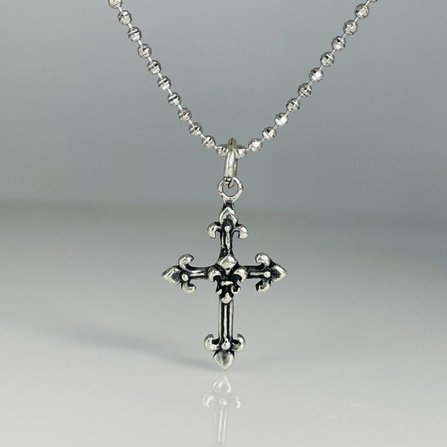 Sterling Silver Cross Pendant Necklace 11x26mm