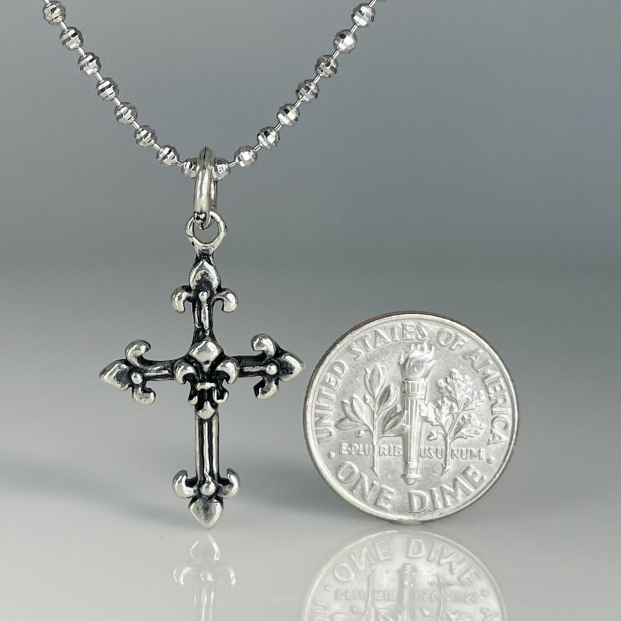 Sterling Silver Cross Pendant Necklace 11x26mm