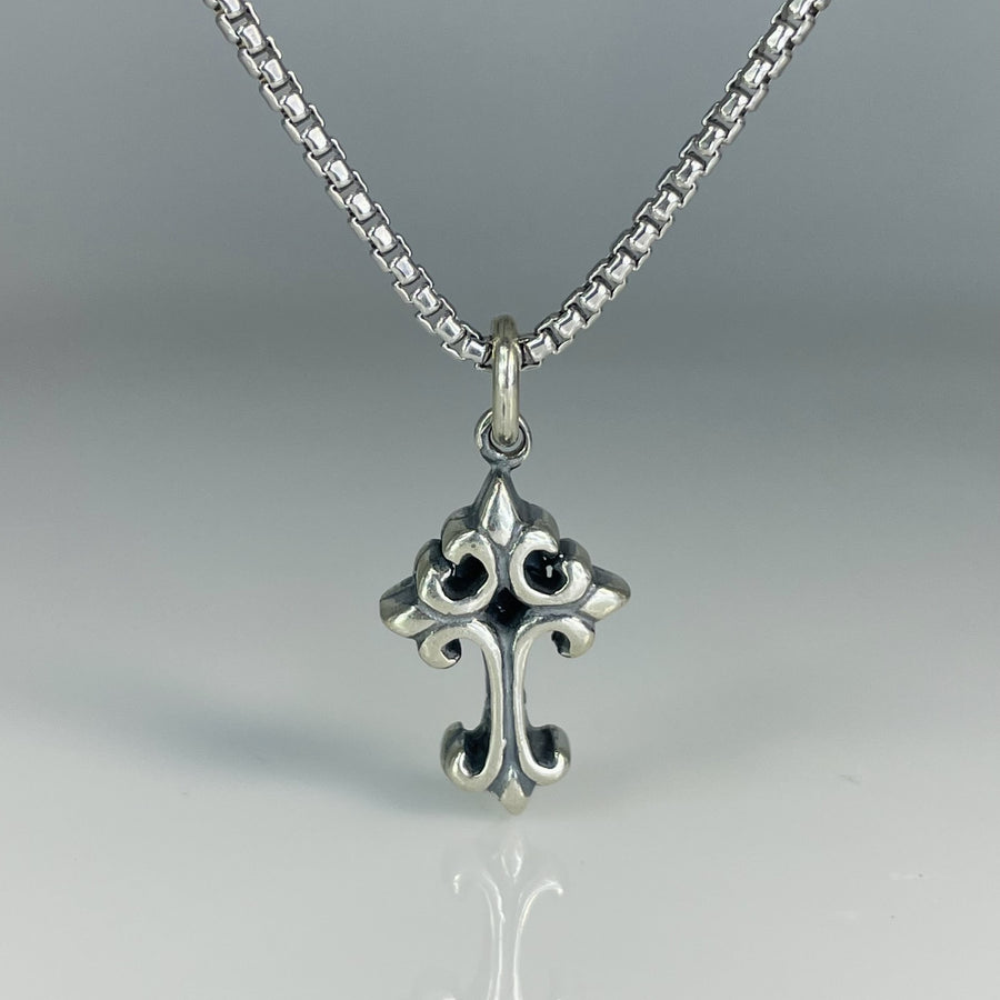 Sterling Silver Cross Pendant Necklace 13x22mm