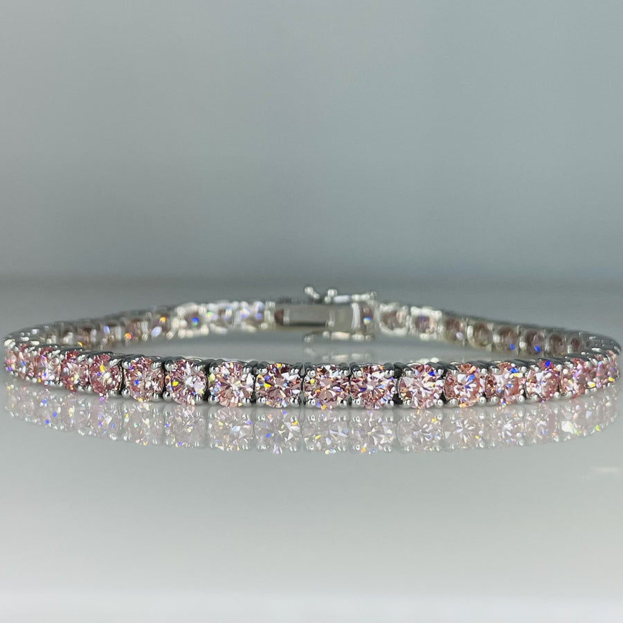 14K White Gold Lab Grown Pink Diamond Tennis Bracelet 14.75ct