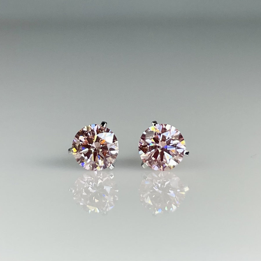 14K White Gold Lab Grown Pink Diamond Studs 0.88ct