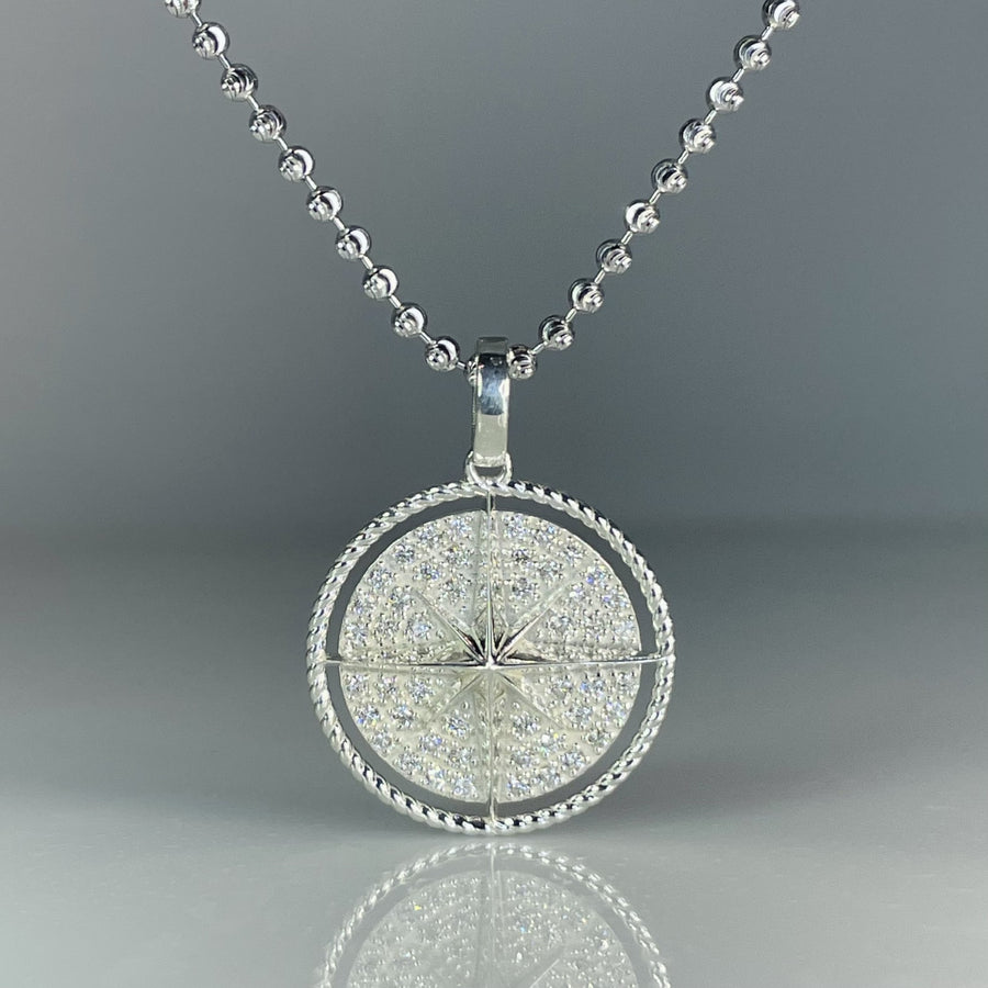 Sterling Silver Diamond Compass Necklace 0.48ct