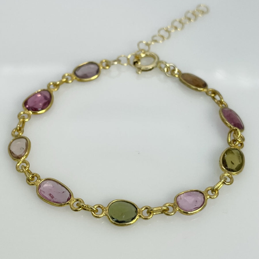 Multi Color Tourmaline Bezel Bracelet