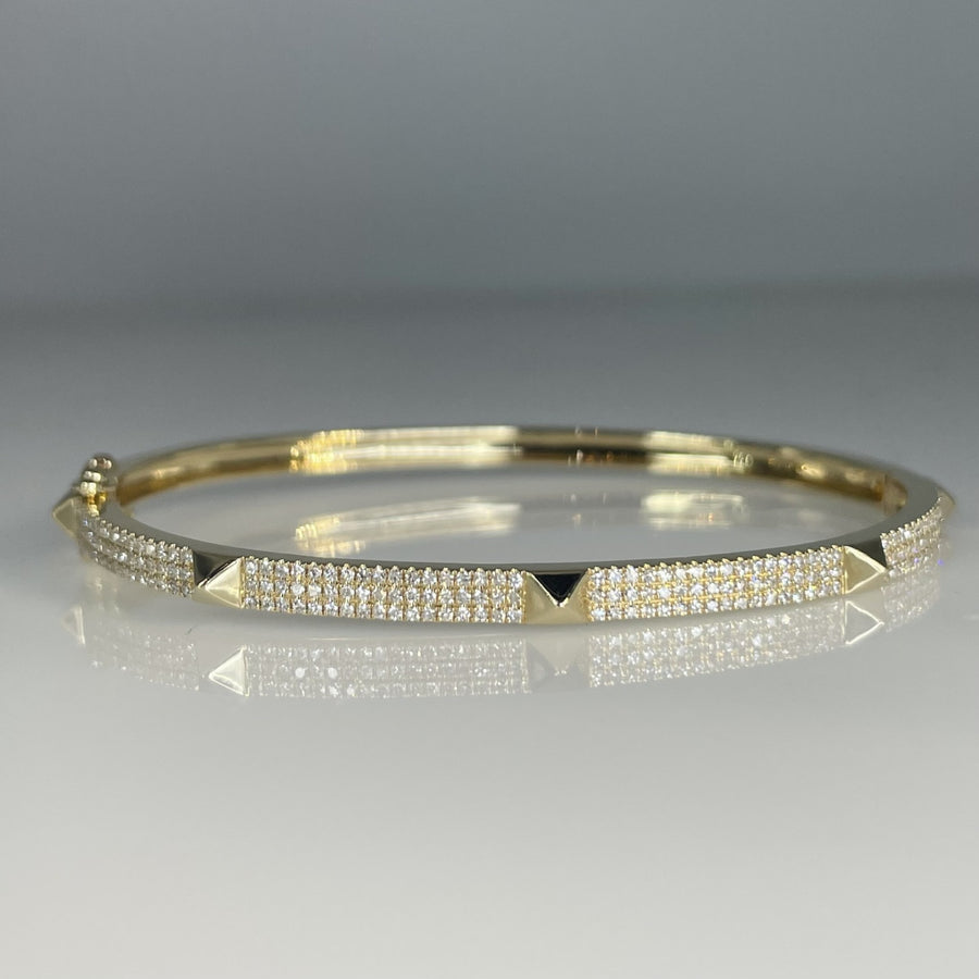 14K Yellow Gold Diamond Pyramid Bangle 0.63ct