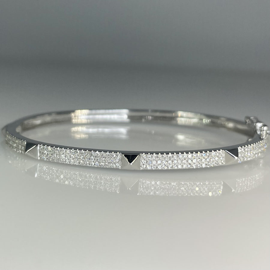 14K White Gold Diamond Pyramid Bangle 0.63ct