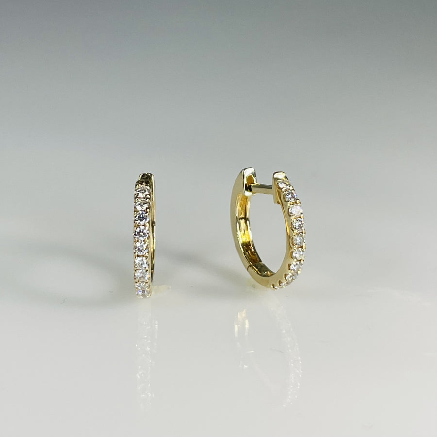 14K Yellow Gold Diamond Huggie Earrings 0.20ct