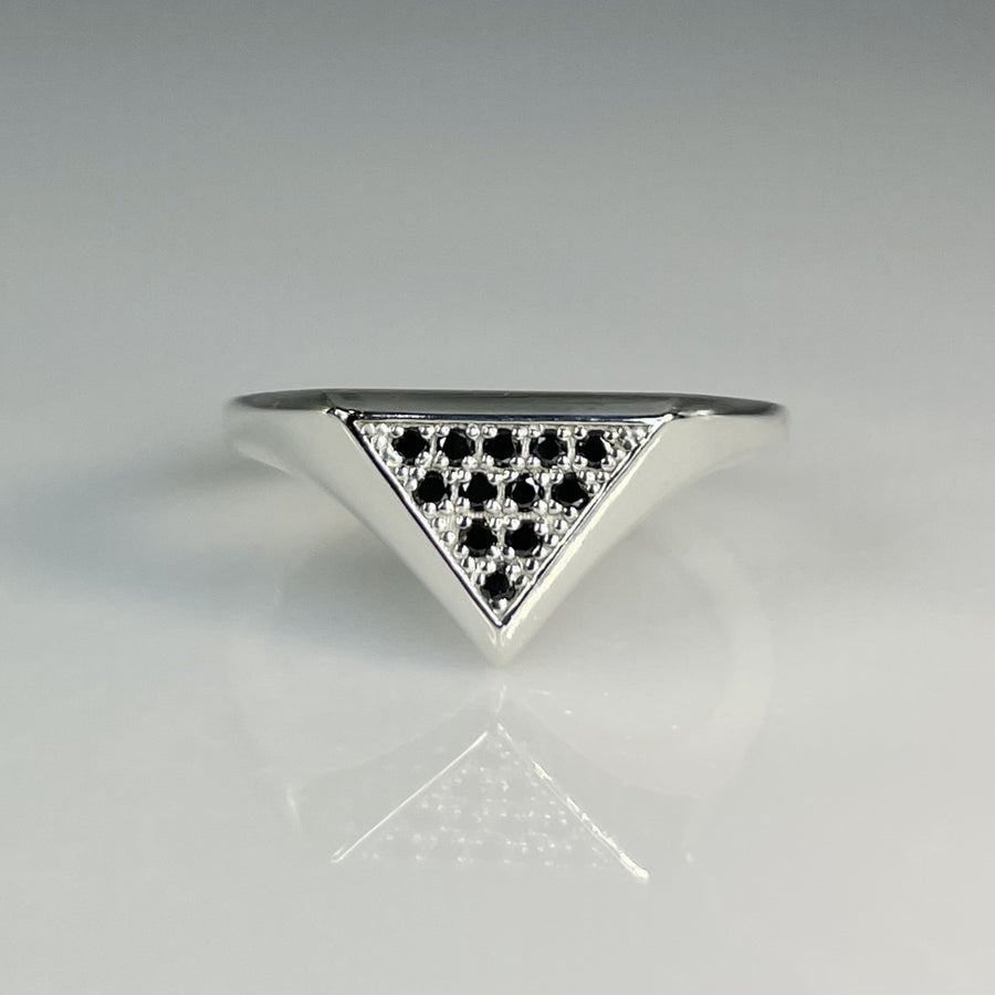 Sterling Silver Black Diamond Triangle Ring 0.10ct