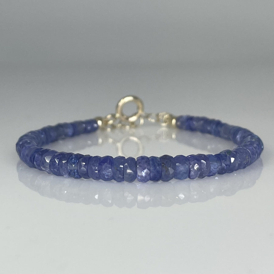 14K Yellow Gold Tanzanite Beaded Bracelet 3-5mm