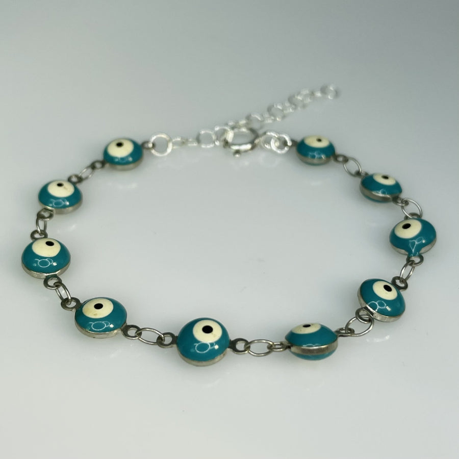 Silver Blue Evil Eye Bracelets