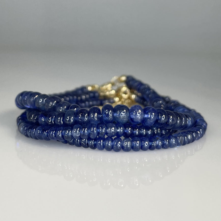 14K Yellow Gold Blue Sapphire Beaded Bracelet 5mm